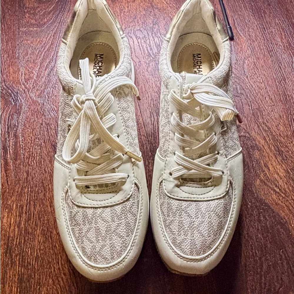 Michael Kors Beige Lace-Up Sneakers